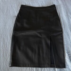 Mango Faux Leather Black Pencil Skirt